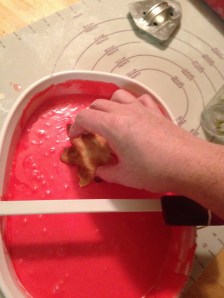 Smothering sugar cookies to a delicious death.